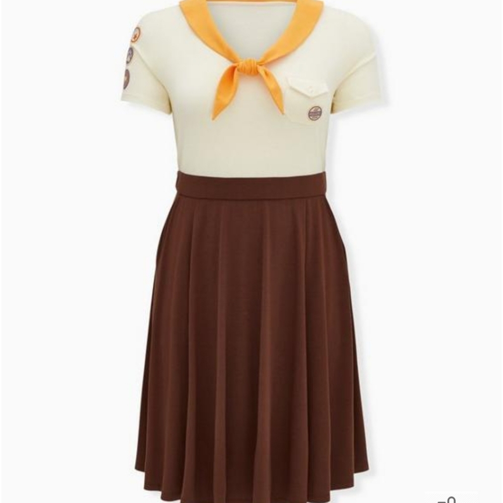ISO Disney Pixar Up Russell Wilderness Explorer Brown Skater Dress